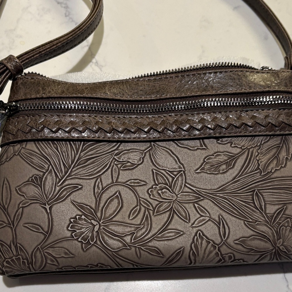 Chic Embossed Brown Wristlet - Picture 6 of 8